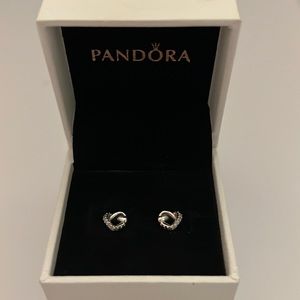Pandora Sterling Silver Knotted Heart Stud Earrings